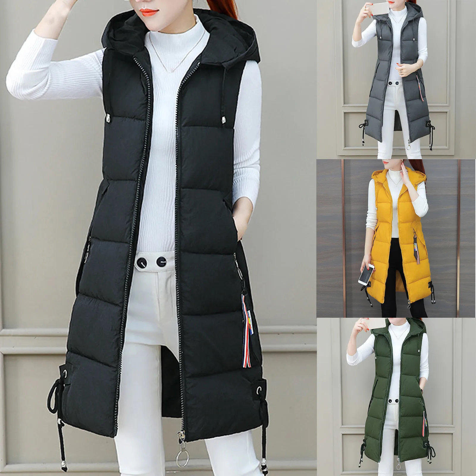 Cotton-padded Jackets Hooded Women Outerwear Print Fashion Sleeveless Coats Women's Coat round Collar Fleece
Cotton-padded Jackets Hooded Women Outerwear Print Fashion Sleeveless Coats Women's Coat round Collar Fleece