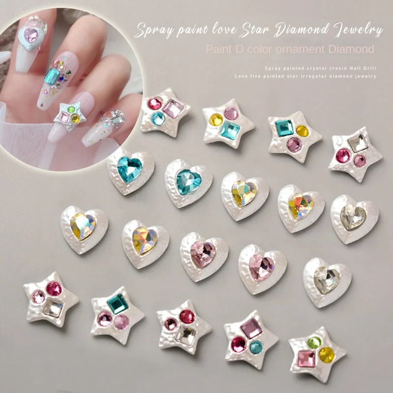 3pcs/ New Nail Pearl White Crystal Love Shaped Color Diamond Pentagonal Star Spray Paint Alloy Jewelry Nail Decoration nails art
3pcs/ New Nail Pearl White Crystal Love Shaped Color Diamond Pentagonal Star Spray Paint Alloy Jewelry Nail Decoration nails art