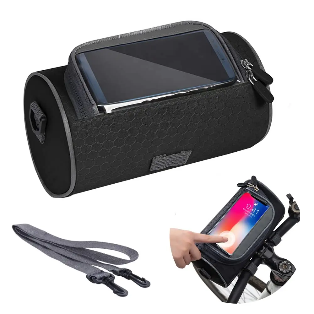 Waterproof Bicycle Handlebar Bags Large Capacity Bike Frame Bag with Transparent Touch Screen and Removable Shoulder Strap
Waterproof Bicycle Handlebar Bags Large Capacity Bike Frame Bag with Transparent Touch Screen and Removable Shoulder Strap