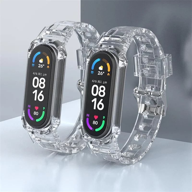Мягкий ремешок для Xiaomi Mi Band 7 прозрачный силиконовый mi band 6 5 4 3 NFC универсальный