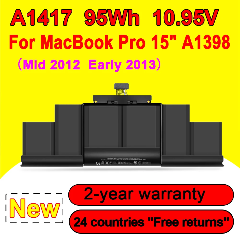 Аккумулятор A1417 для ноутбука MacBook Pro 15 дюймов, A1398 Mid 2012 ранняя версия 2013, MC975LL/A MC976LL/A 10,95 в, 95 Вт/ч, 8460 мАч
Аккумулятор A1417 для ноутбука MacBook Pro 15 дюймов, A1398 Mid 2012 ранняя версия 2013, MC975LL/A MC976LL/A 10,95 в, 95 Вт/ч, 8460 мАч