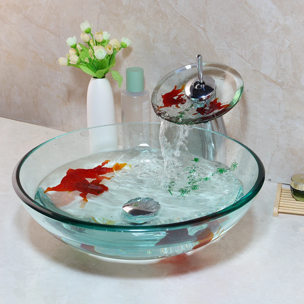 YANKSMART Bathroom Basin Set Sink Deck Mounted Washbasin Vessel Vanity Waterfall Faucet Combo with Pop up Drain
YANKSMART Bathroom Basin Set Sink Deck Mounted Washbasin Vessel Vanity Waterfall Faucet Combo with Pop up Drain