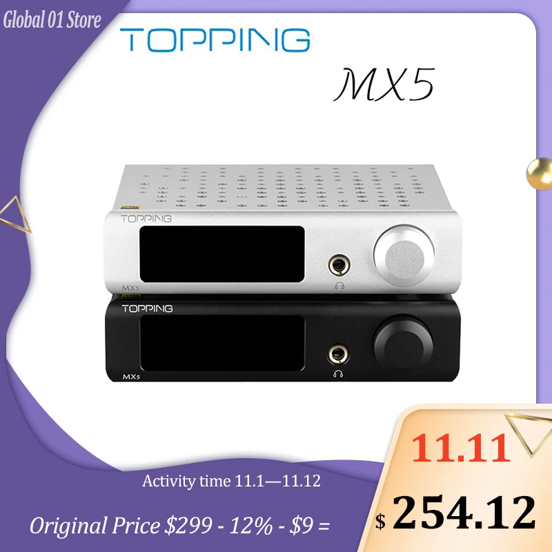 TOPPING MX5 Hi-Res DAC Power Amplifier 70W*2 MA12070 1600mW*2 Headphone Amplifier Bluetooth USB 384kHz DSD256 Decoder Audio AMP
TOPPING MX5 Hi-Res DAC Power Amplifier 70W*2 MA12070 1600mW*2 Headphone Amplifier Bluetooth USB 384kHz DSD256 Decoder Audio AMP