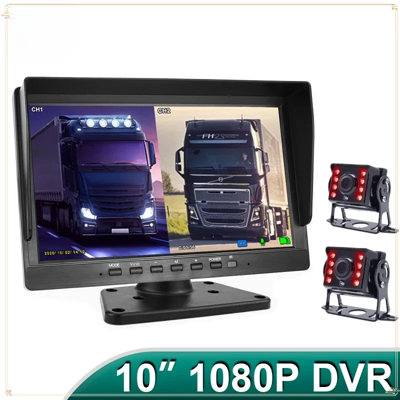 Автомобильная камера DVR Монитор 10-дюймовый IPS-экран Грузовик Автобус Рекордер