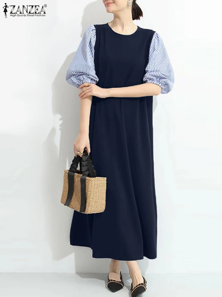 ZANZEA Women Stitching Maxi Dresses Vintage Stripe Long Robe Fashion Round Neck Vestidos 2023 Summer Holiday Half Sleeve Robes
ZANZEA Women Stitching Maxi Dresses Vintage Stripe Long Robe Fashion Round Neck Vestidos 2023 Summer Holiday Half Sleeve Robes