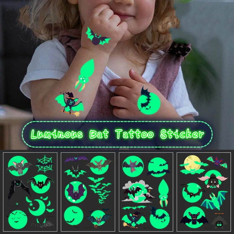 Cartoon Halloween Party Bat Ghost Luminous Paint Tattoo Stickers Kid Temporary Fake Glow for Children Body Art Fluorescent Toys
Cartoon Halloween Party Bat Ghost Luminous Paint Tattoo Stickers Kid Temporary Fake Glow for Children Body Art Fluorescent Toys