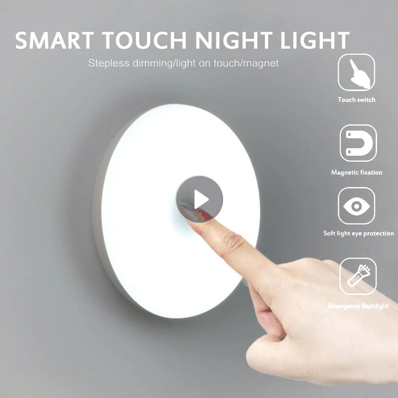 Touch Sensor Night Lights Flashlight Magnetic Base Wall Lamps USB Charged Circle Portable Dimming Soft Light Night Lamps
Touch Sensor Night Lights Flashlight Magnetic Base Wall Lamps USB Charged Circle Portable Dimming Soft Light Night Lamps