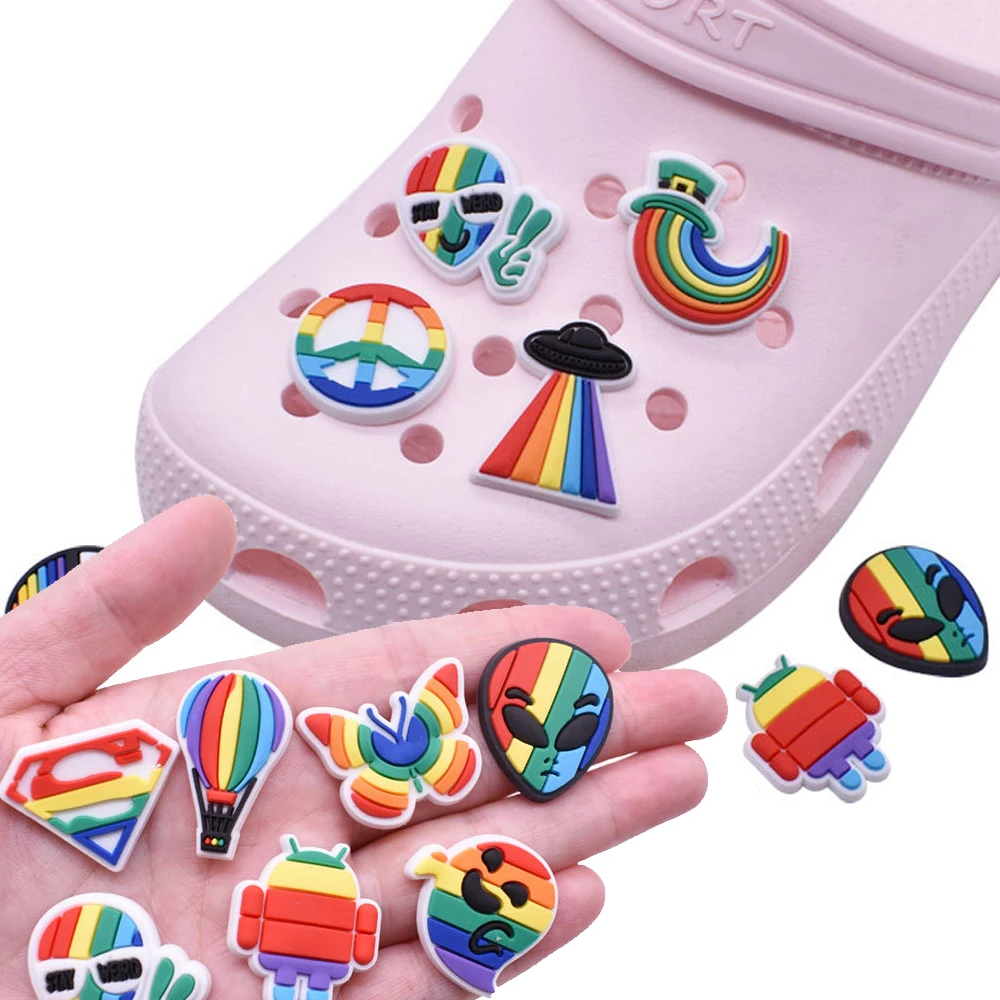 Wholesale 1pcs PVC Shoe Accessories for Crocs Charms Iridescence Badge Women Clogs Buckle Kids Pins Decoration Jeans X-mas Gift
Wholesale 1pcs PVC Shoe Accessories for Crocs Charms Iridescence Badge Women Clogs Buckle Kids Pins Decoration Jeans X-mas Gift