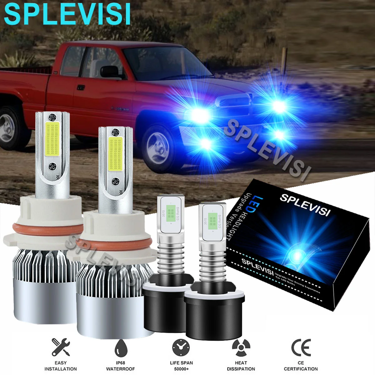 Ice Blue LED Car Headlight Fog Light Bulbs 8000K Fit For Dodge RAM 1500 2500 3500 1994-2001 Dodge Dakota 1998 1999-2000
Ice Blue LED Car Headlight Fog Light Bulbs 8000K Fit For Dodge RAM 1500 2500 3500 1994-2001 Dodge Dakota 1998 1999-2000