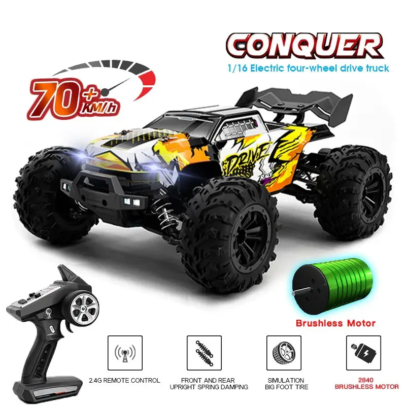 NEW 1:16 70KM/H Or 50KM/H 4WD RC Car With LED Remote Control Cars High Speed Drift Monster Truck for Kids vs Wltoys 144001 Toys
NEW 1:16 70KM/H Or 50KM/H 4WD RC Car With LED Remote Control Cars High Speed Drift Monster Truck for Kids vs Wltoys 144001 Toys