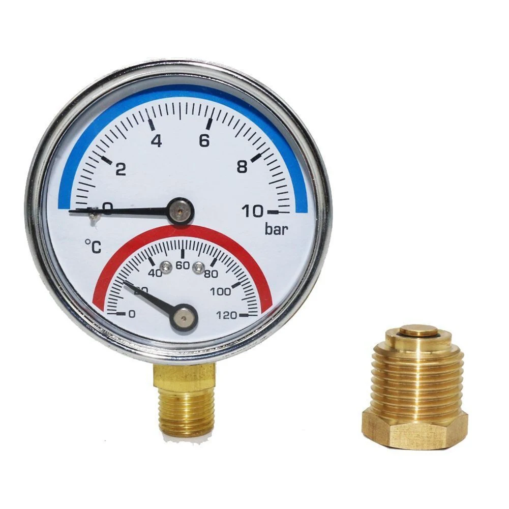 10 Bar Temperature Pressure Gauge Meter G1/4 Thread Entry 120℃ Mearsuring Range Fitting- For Floor Heating System
10 Bar Temperature Pressure Gauge Meter G1/4 Thread Entry 120℃ Mearsuring Range Fitting- For Floor Heating System