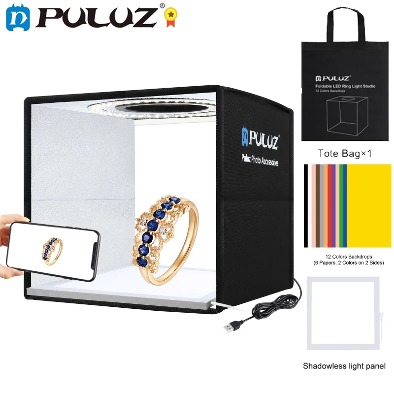 PULUZ 25CM Photo Studio Ring Lighting Studio LED Ring Dimmable Desktop Shooting Tent box Softbox Light Panel 12colors background
PULUZ 25CM Photo Studio Ring Lighting Studio LED Ring Dimmable Desktop Shooting Tent box Softbox Light Panel 12colors background