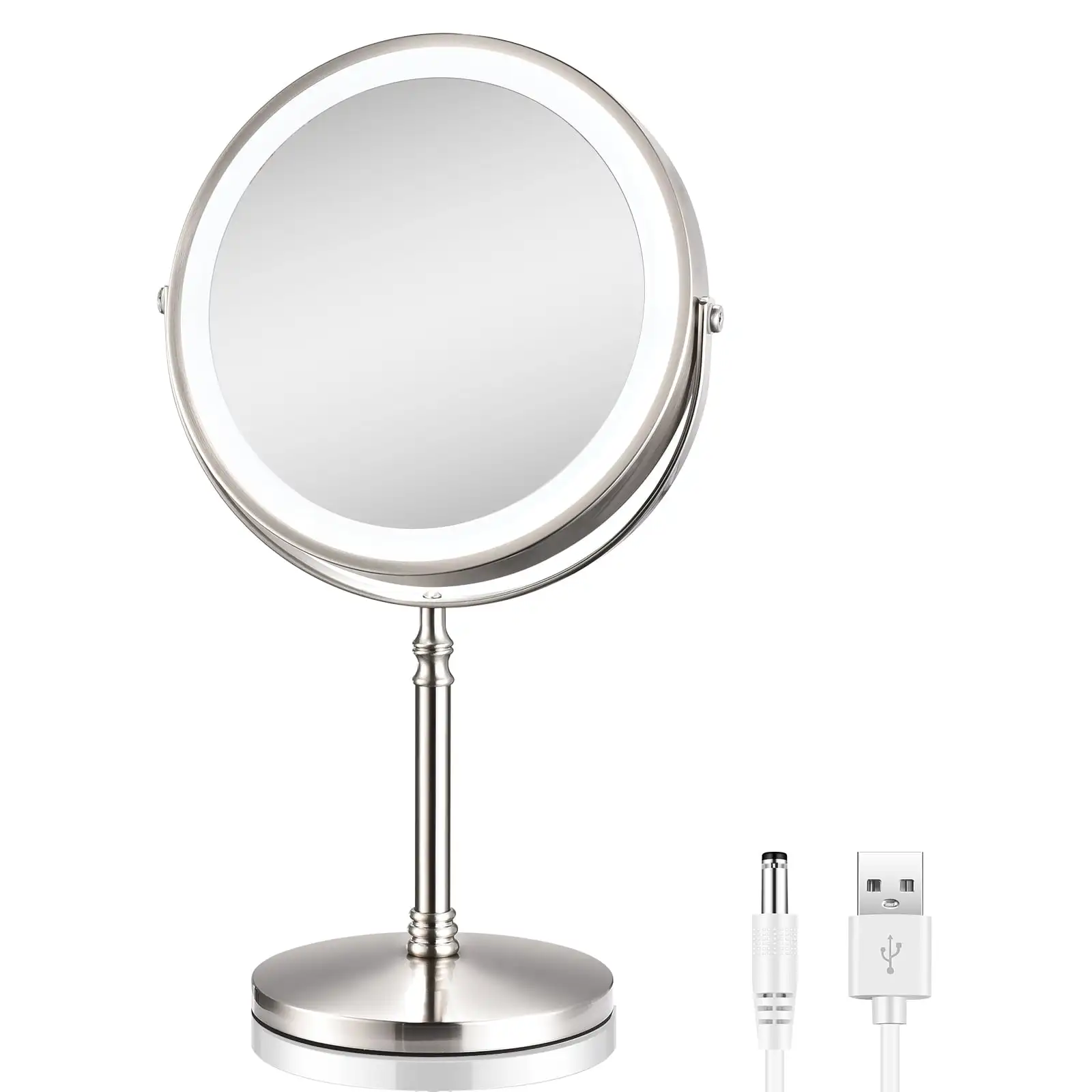 8" Lighted Makeup Mirror, 10X Makeup Mirror with Lights, Double Sided Dimmable Magnifying Mirror with Light, Rechargeable and Br
8" Lighted Makeup Mirror, 10X Makeup Mirror with Lights, Double Sided Dimmable Magnifying Mirror with Light, Rechargeable and Br