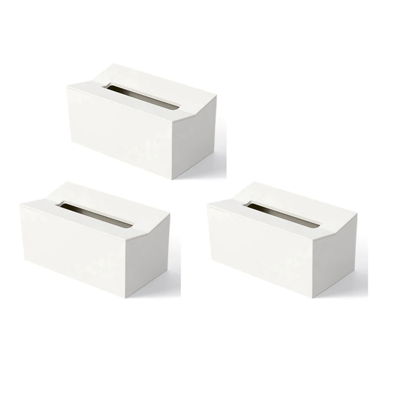 

3X Kitchen Tissue Box Cover Napkin Holder For Paper Towels Box For Napkins Tissue Dispenser Wall Mounted Container White Promoti