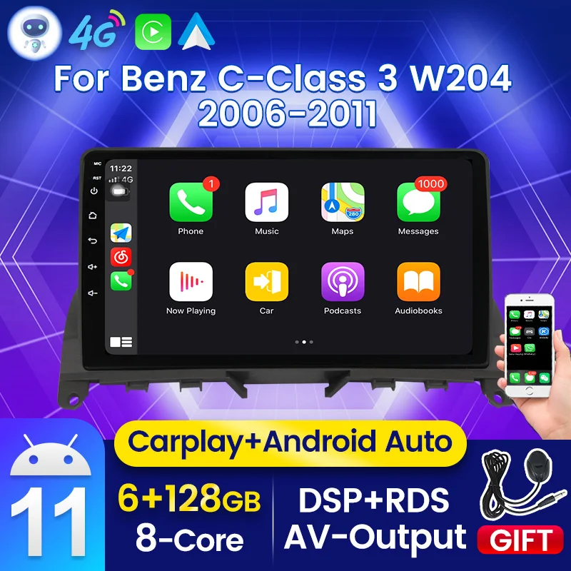 Автомагнитола DSP Android 11, мультимедийный видеоплеер для Mercedes Benz C Class 3 S204 W204 2006, навигация GPS, головное устройство 4G LTE WIFI
Автомагнитола DSP Android 11, мультимедийный видеоплеер для Mercedes Benz C Class 3 S204 W204 2006, навигация GPS, головное устройство 4G LTE WIFI