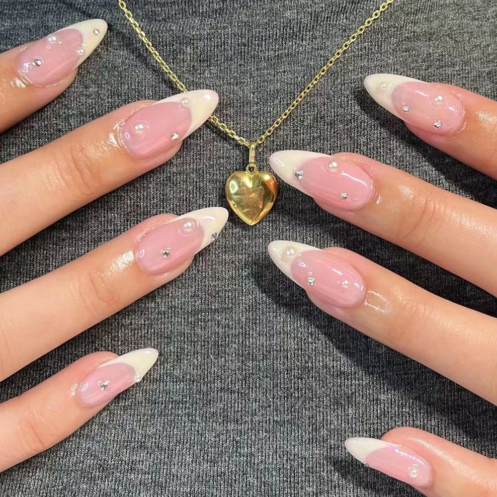 24Pcs Detachable Almond False Nails with Pearl Decoration Elegant Designs French Fake Nails Full Nail Art Tips Press On Nails
24Pcs Detachable Almond False Nails with Pearl Decoration Elegant Designs French Fake Nails Full Nail Art Tips Press On Nails