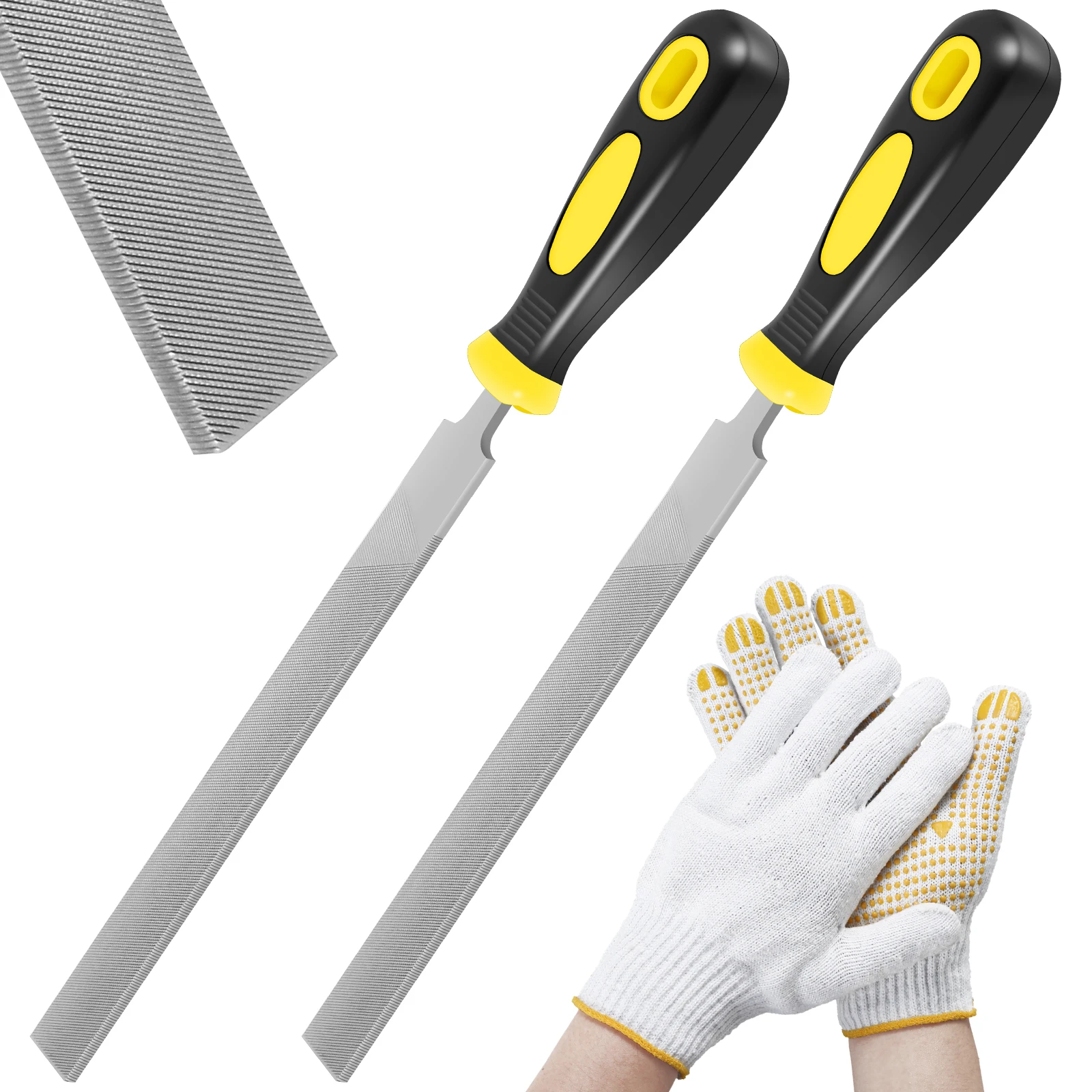 2Pcs Metal File Steel Flat File Ergonomic Hand File Wear Resistant Files Hand-held Metal Polishing Tool with Gloves for Wood
2Pcs Metal File Steel Flat File Ergonomic Hand File Wear Resistant Files Hand-held Metal Polishing Tool with Gloves for Wood