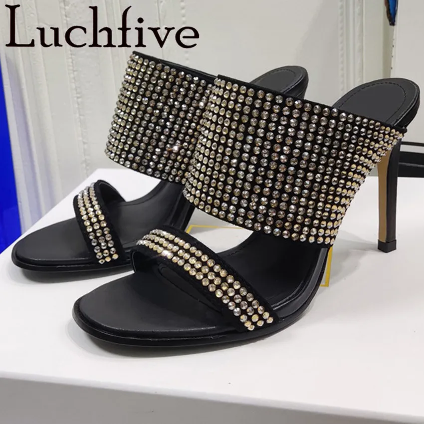 High Quality Genuine Leather Thin High Heel Slippers Women Slip On Peep Toe Luxury Crystal Pumps Sexy Party Sandals 2022 Summer
High Quality Genuine Leather Thin High Heel Slippers Women Slip On Peep Toe Luxury Crystal Pumps Sexy Party Sandals 2022 Summer