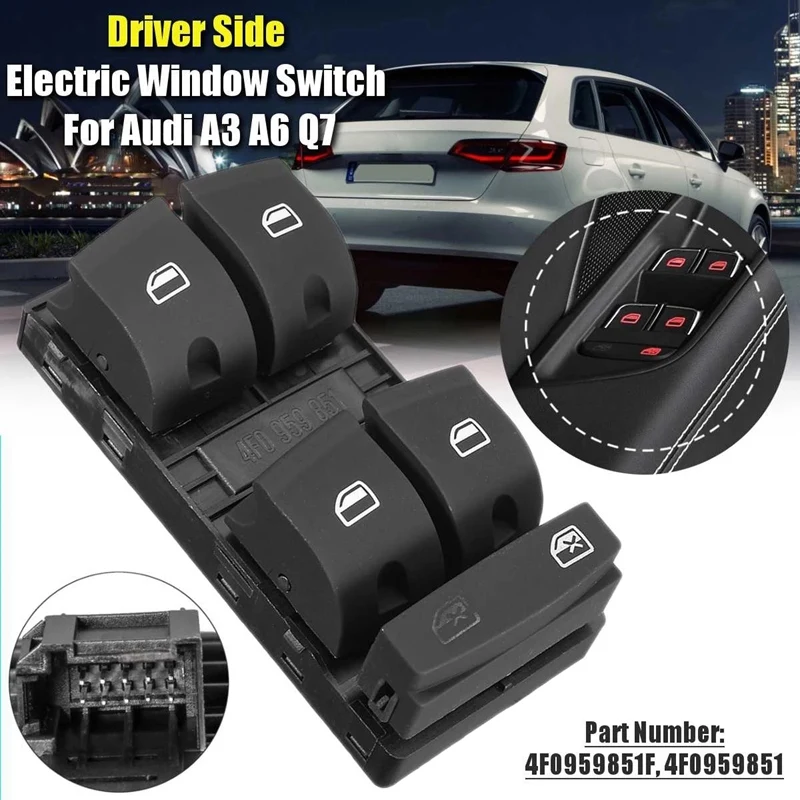 Автомобильный Электрический главный стеклоподъемник 4F0959851, переключатель управления для-A3 A6 Q7 2004 - 2011 4F0959851F 
Автомобильный Электрический главный стеклоподъемник 4F0959851, переключатель управления для-A3 A6 Q7 2004 - 2011 4F0959851F