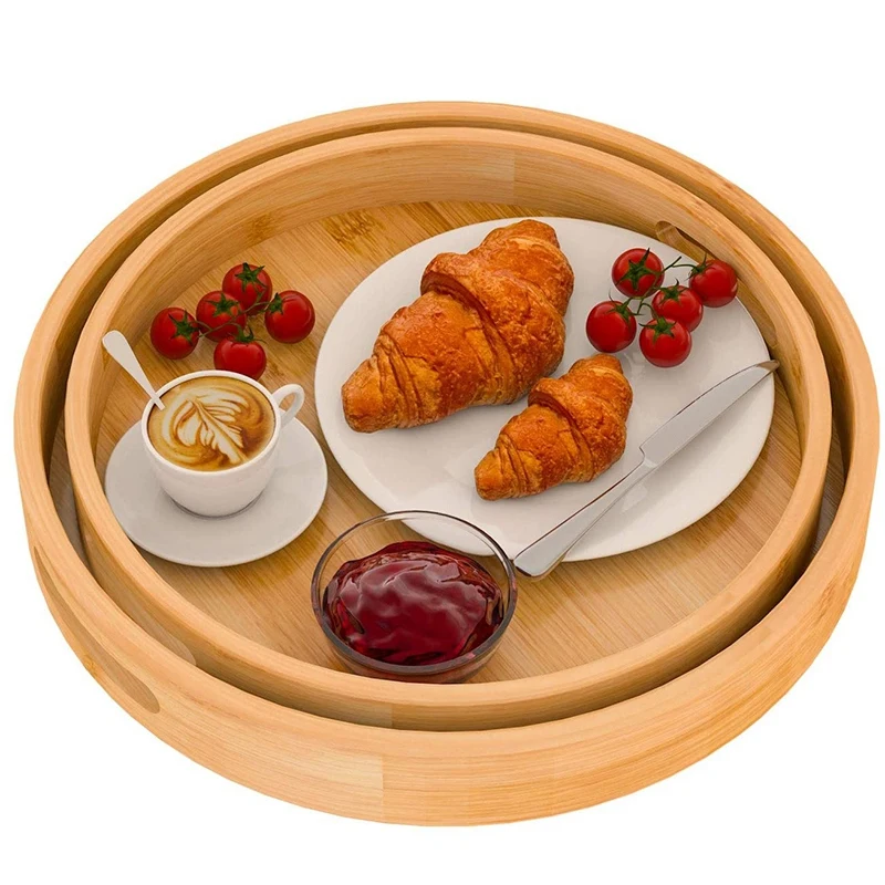 Round Serving Trays Set With Handles - Wooden Bamboo Circle Tray For Coffee Table, Food, Ottoman 30Cm&35Cm
Round Serving Trays Set With Handles - Wooden Bamboo Circle Tray For Coffee Table, Food, Ottoman 30Cm&35Cm