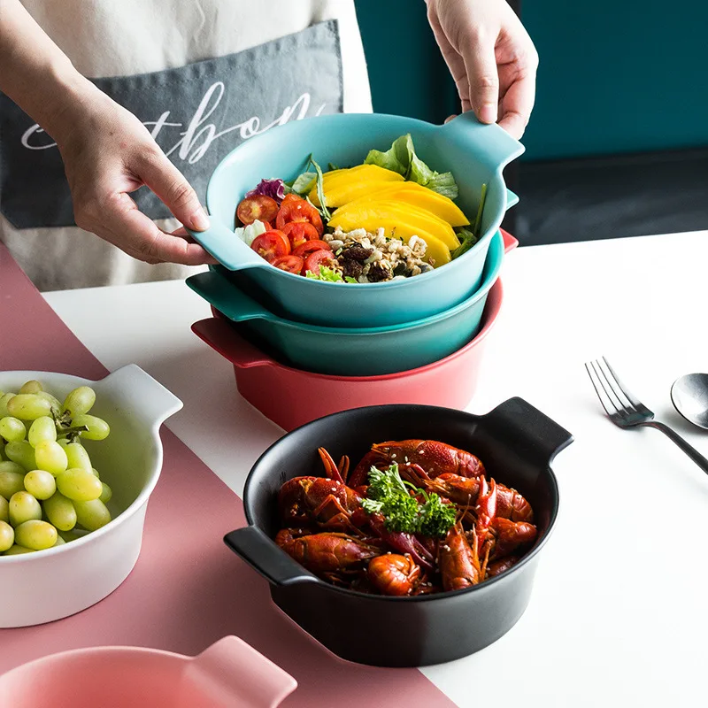 Nordic Round Binaural Bowls Household Noodle Bowls Soup Bowls Hotel Salad Dessert Bowls Creative Large-Capacity Tableware
Nordic Round Binaural Bowls Household Noodle Bowls Soup Bowls Hotel Salad Dessert Bowls Creative Large-Capacity Tableware