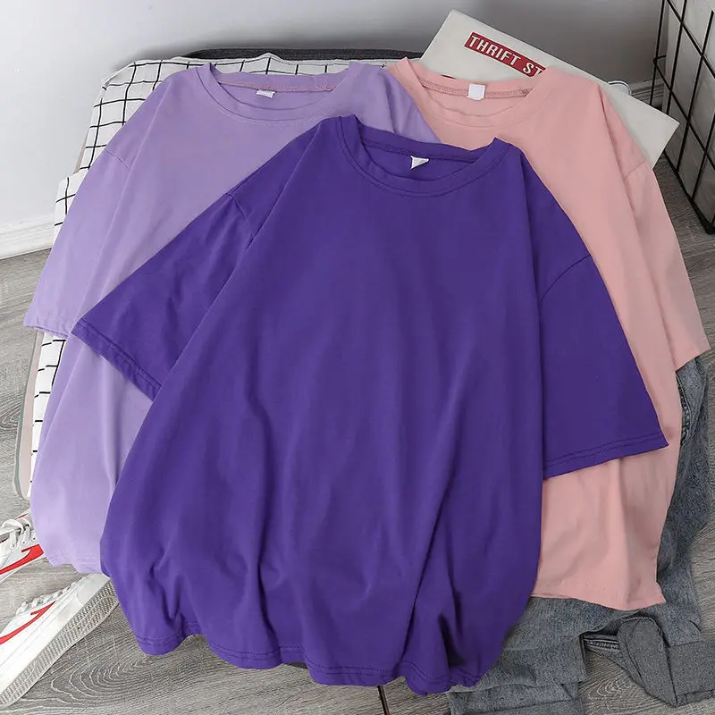 Cotton T-Shirt Short Sleeve Women's Summer Korean Style Plus Size Loose Solid Color Top
Cotton T-Shirt Short Sleeve Women's Summer Korean Style Plus Size Loose Solid Color Top