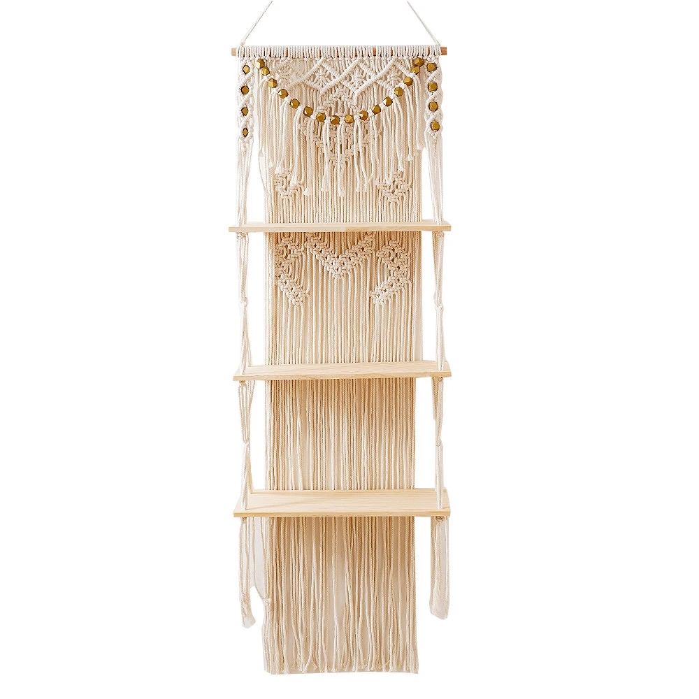 Macrame Wall Hanging 3-Tier Floating Wall Shelves for Bedroom Bathroom Nursery Boho Wall Decor Shelves for Plant Pot
Macrame Wall Hanging 3-Tier Floating Wall Shelves for Bedroom Bathroom Nursery Boho Wall Decor Shelves for Plant Pot