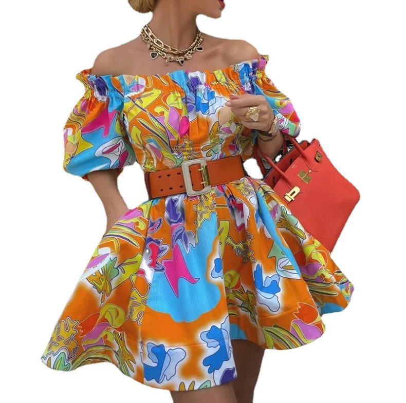 Dresses for Women Summer Women Short Sleeve Printing Polyester Mini Dress Woman Dress
Dresses for Women Summer Women Short Sleeve Printing Polyester Mini Dress Woman Dress
