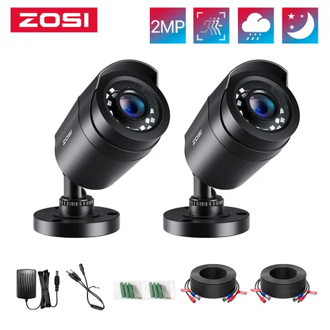 ZOSI 2 шт./лот 1080P HD-TVI 2MP CCTV камера безопасности, 80ft ночное видение, открытый сывороточный комплект домашней камеры наблюдения