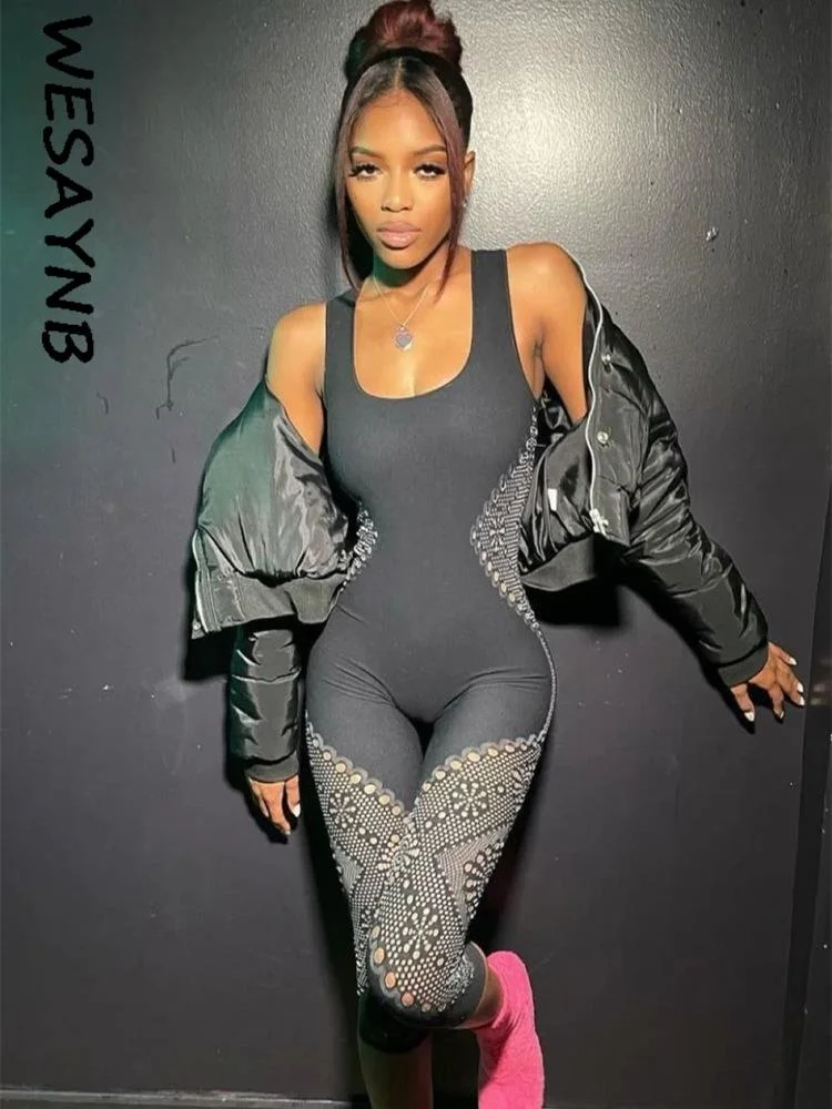 Wholesale Streetwear Clothes Sleeveless Jumpsuit Women 2022 Patchwork Club Black One-pieces Outfits Bodycon Jumpsuits
Wholesale Streetwear Clothes Sleeveless Jumpsuit Women 2022 Patchwork Club Black One-pieces Outfits Bodycon Jumpsuits