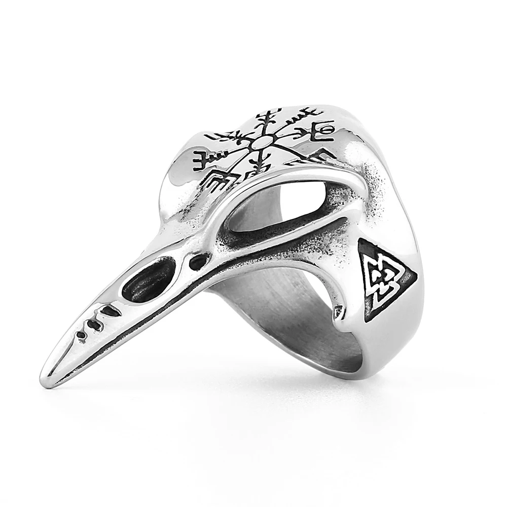 Nordic Odin Crow Skull Rings Men Gothic Stainless Steel Viking Compass Ring Vintage Valknut Ring Amulet Jewelry Wholesale
Nordic Odin Crow Skull Rings Men Gothic Stainless Steel Viking Compass Ring Vintage Valknut Ring Amulet Jewelry Wholesale