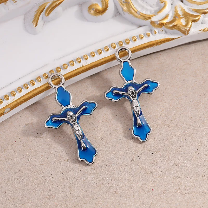 DIY Blue Color Drop Oil Alloy Religious Cross Church Crucifix Sacrament Holy Rood Jesus Pendant Necklace Jesu Keepsake Souvenir 
DIY Blue Color Drop Oil Alloy Religious Cross Church Crucifix Sacrament Holy Rood Jesus Pendant Necklace Jesu Keepsake Souvenir