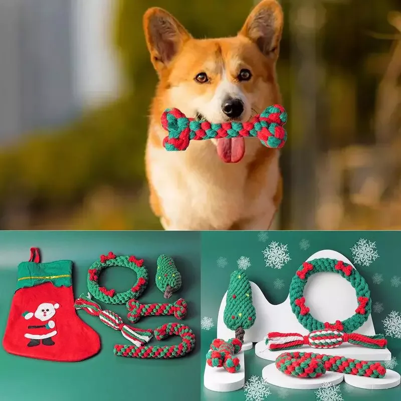 NEW2023 Christmas Dog Chew Toys Cotton Rope Dog Chew Toys Pet Chewing Toys Set To Maintain Gum Massage And Healthy For Pet Love
NEW2023 Christmas Dog Chew Toys Cotton Rope Dog Chew Toys Pet Chewing Toys Set To Maintain Gum Massage And Healthy For Pet Love