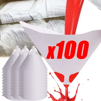 100-10pcs Car Disposable Paper Filter 190 Mesh Purifying Straining Cup Paint Spray Mesh Conical Nylon Micron Paper Funnel Tools