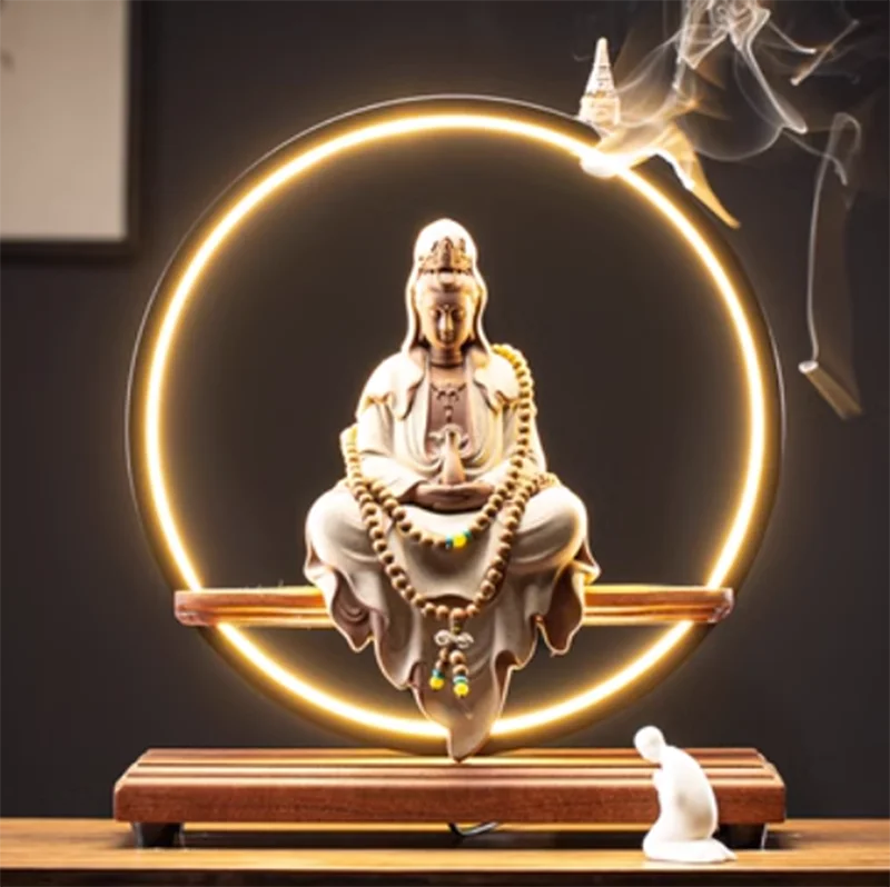 Fancy Back Flow Incense Burner Led Light Chinese Ceramics Incense Burner Zen Table Quemador De Incienso Ornament Livingroom·
Fancy Back Flow Incense Burner Led Light Chinese Ceramics Incense Burner Zen Table Quemador De Incienso Ornament Livingroom·