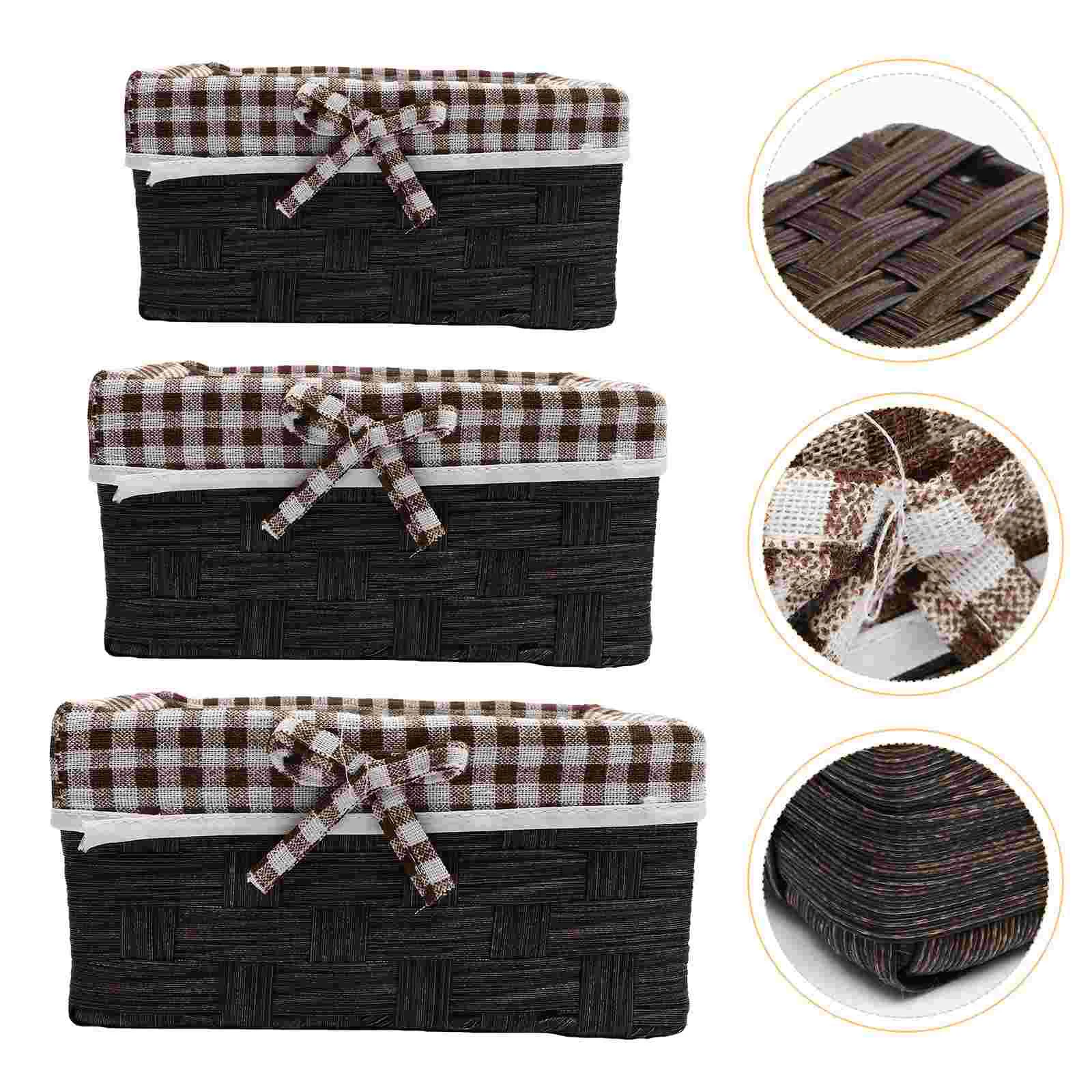 3Pcs Woven Storage Baskets with Liner Hand Woven Sundries Organizer Desktop Storage Basket
3Pcs Woven Storage Baskets with Liner Hand Woven Sundries Organizer Desktop Storage Basket