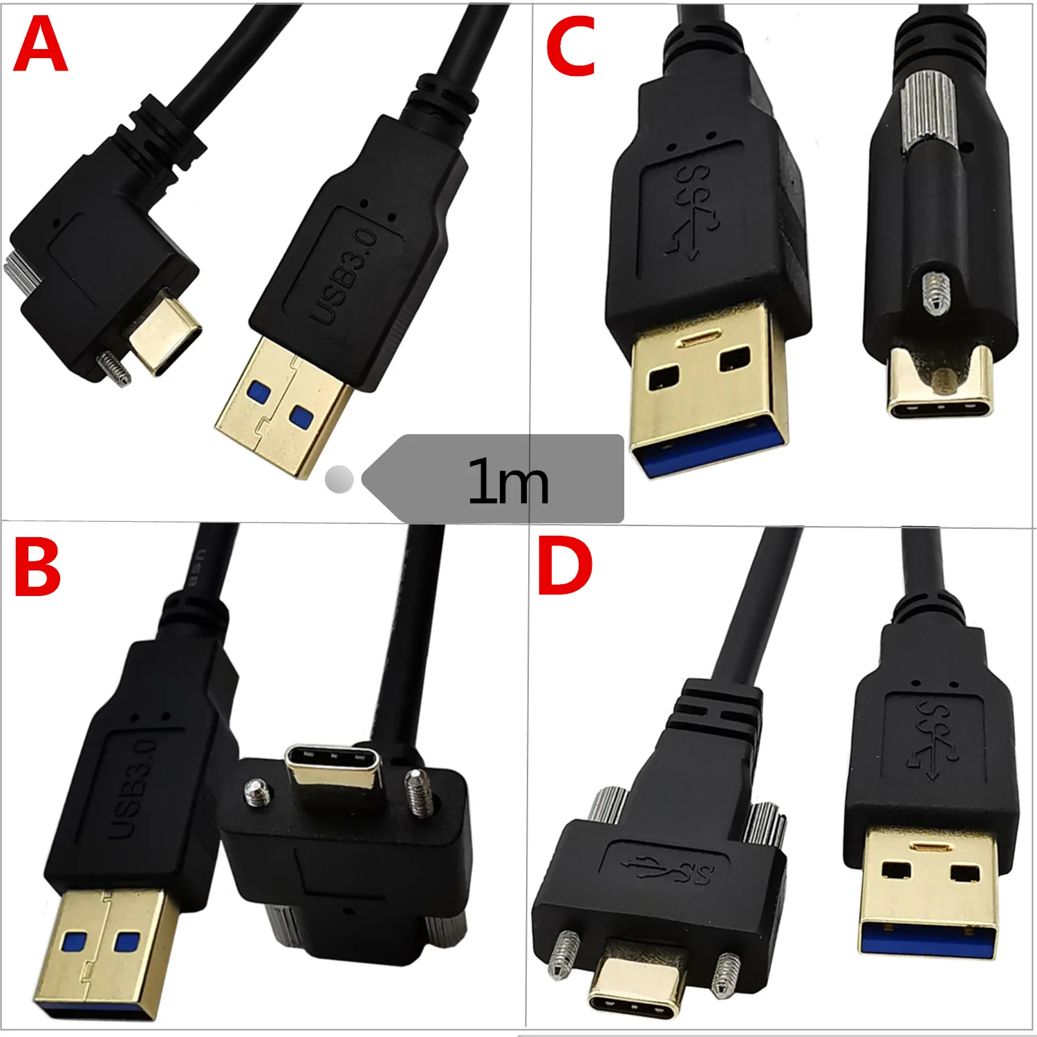 5Gpbs speed gold-plated 3.1Type-C to USB3.0 male elbow with screw industrial camera lock panel cable
5Gpbs speed gold-plated 3.1Type-C to USB3.0 male elbow with screw industrial camera lock panel cable