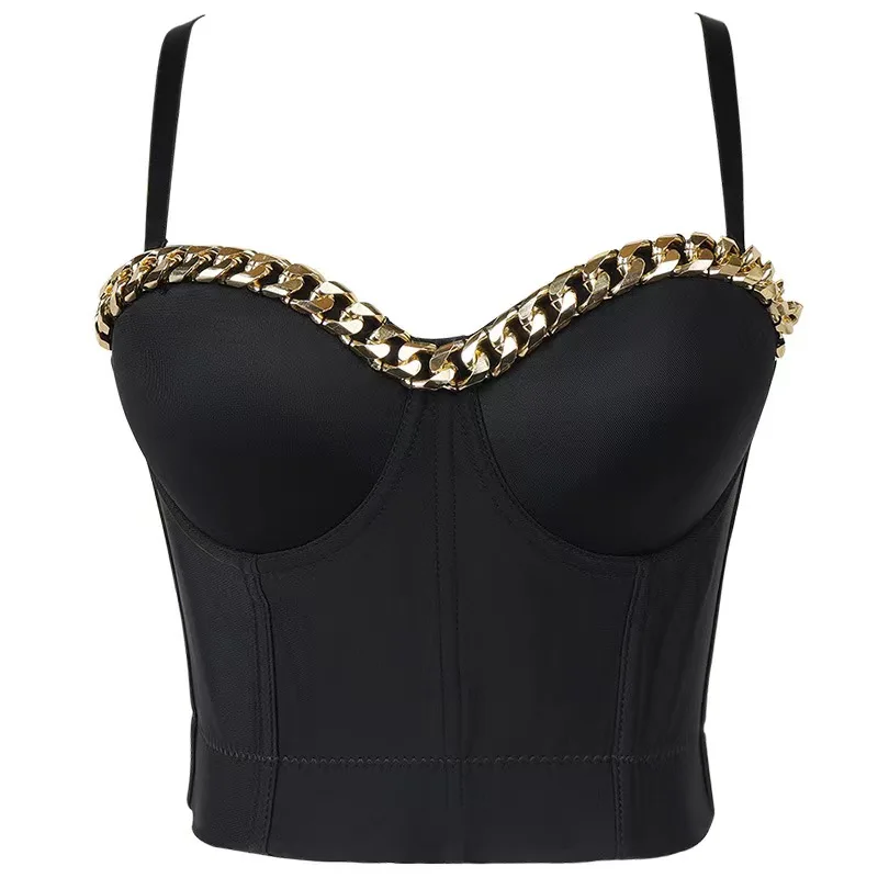 Fashion Gold-Plated Chain Corset Top Nightclub Sexy Tops Women Crop Top To Wear Out Bra Push Up Bustier Female Tops
Fashion Gold-Plated Chain Corset Top Nightclub Sexy Tops Women Crop Top To Wear Out Bra Push Up Bustier Female Tops