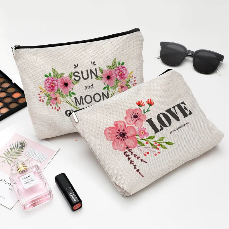 

Love Makeup Bag Linen Makeup Bag Bachelor Party Lipstick Bag Cosmetic Bag Bridesmaid Clutch Outdoor Travel Beauty