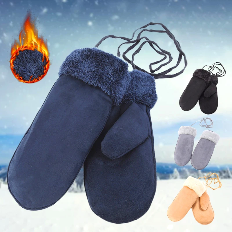 

Женские уличные перчатки для вождения, зимние теплые замшевые перчатки, мужские спортивные перчатки с бархатной подкладкой, толстые велосипедные варежки без пальцев