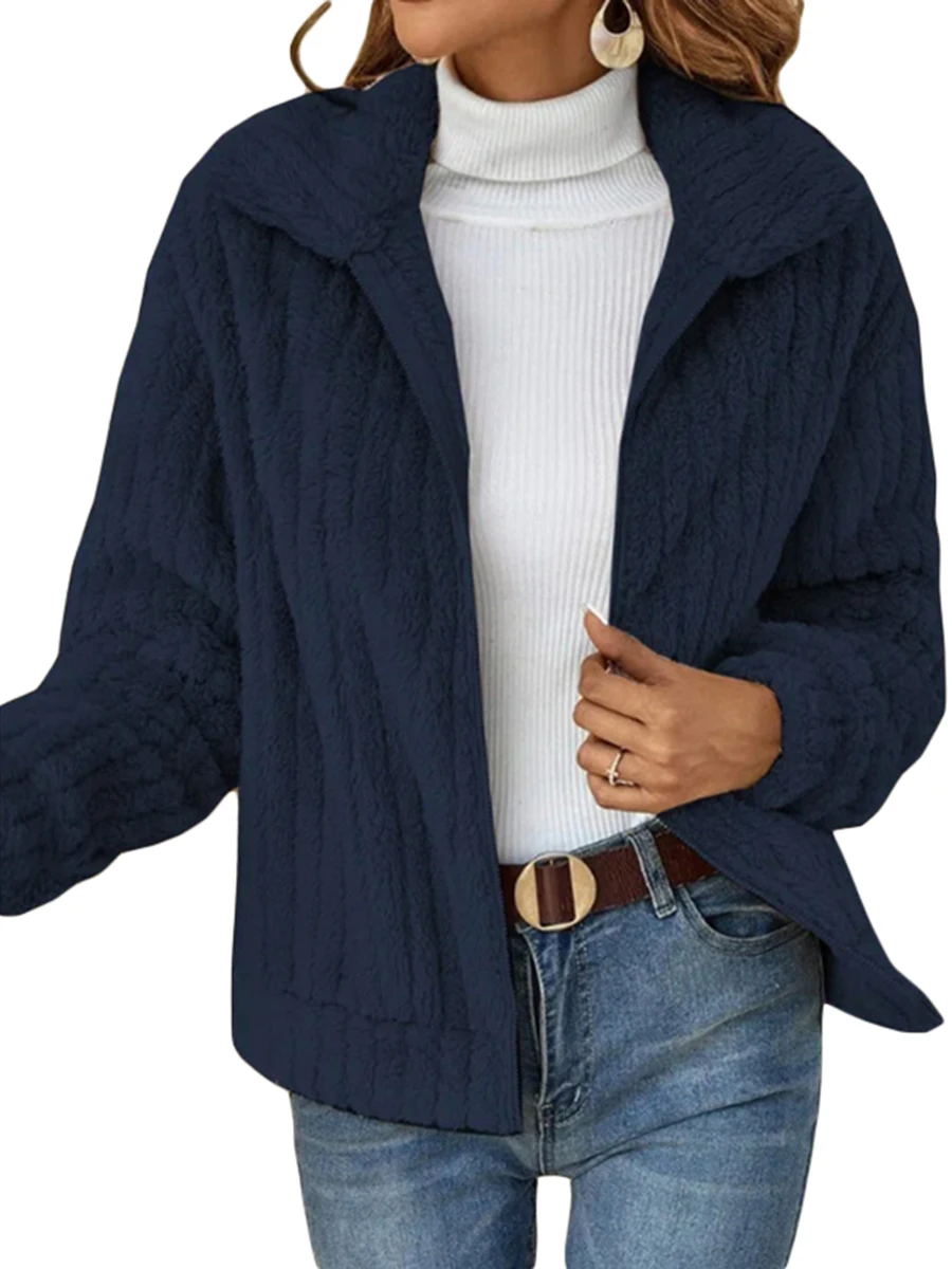 Women Plush Zip Up Jacket Casual Solid Color Warm Ribbed Long Sleeve Coat Winter Outwear
Women Plush Zip Up Jacket Casual Solid Color Warm Ribbed Long Sleeve Coat Winter Outwear
