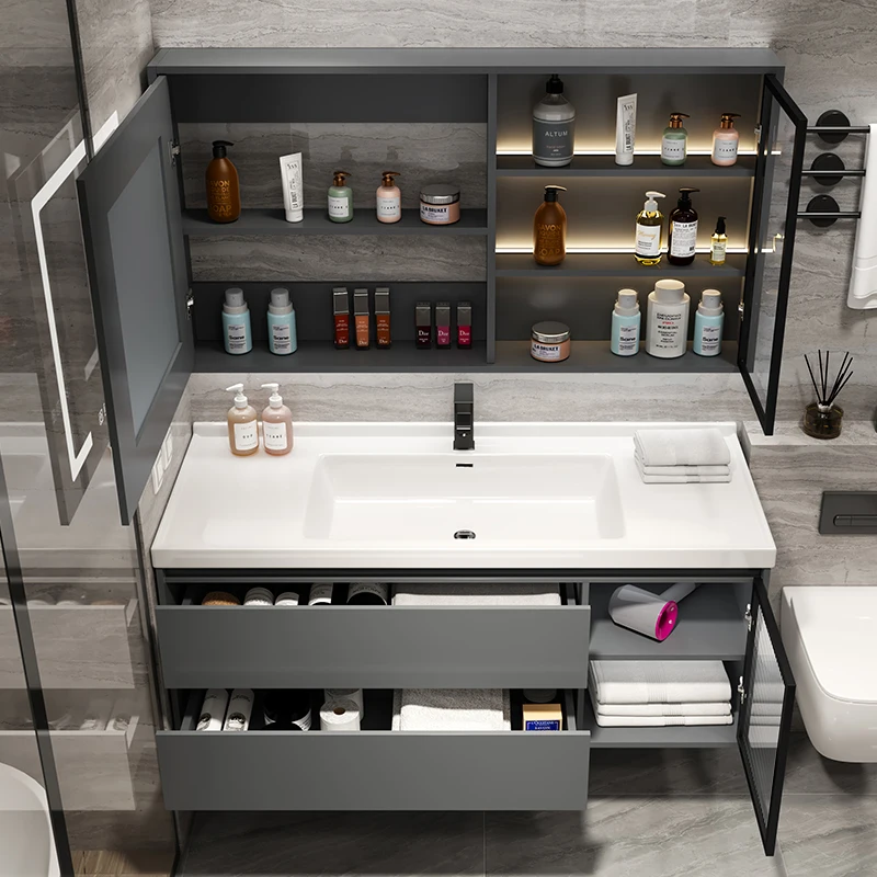 Light luxury bathroom cabinet combination toilet ceramic one basin smart mirror cabinet LED bathroom mirror set
Light luxury bathroom cabinet combination toilet ceramic one basin smart mirror cabinet LED bathroom mirror set