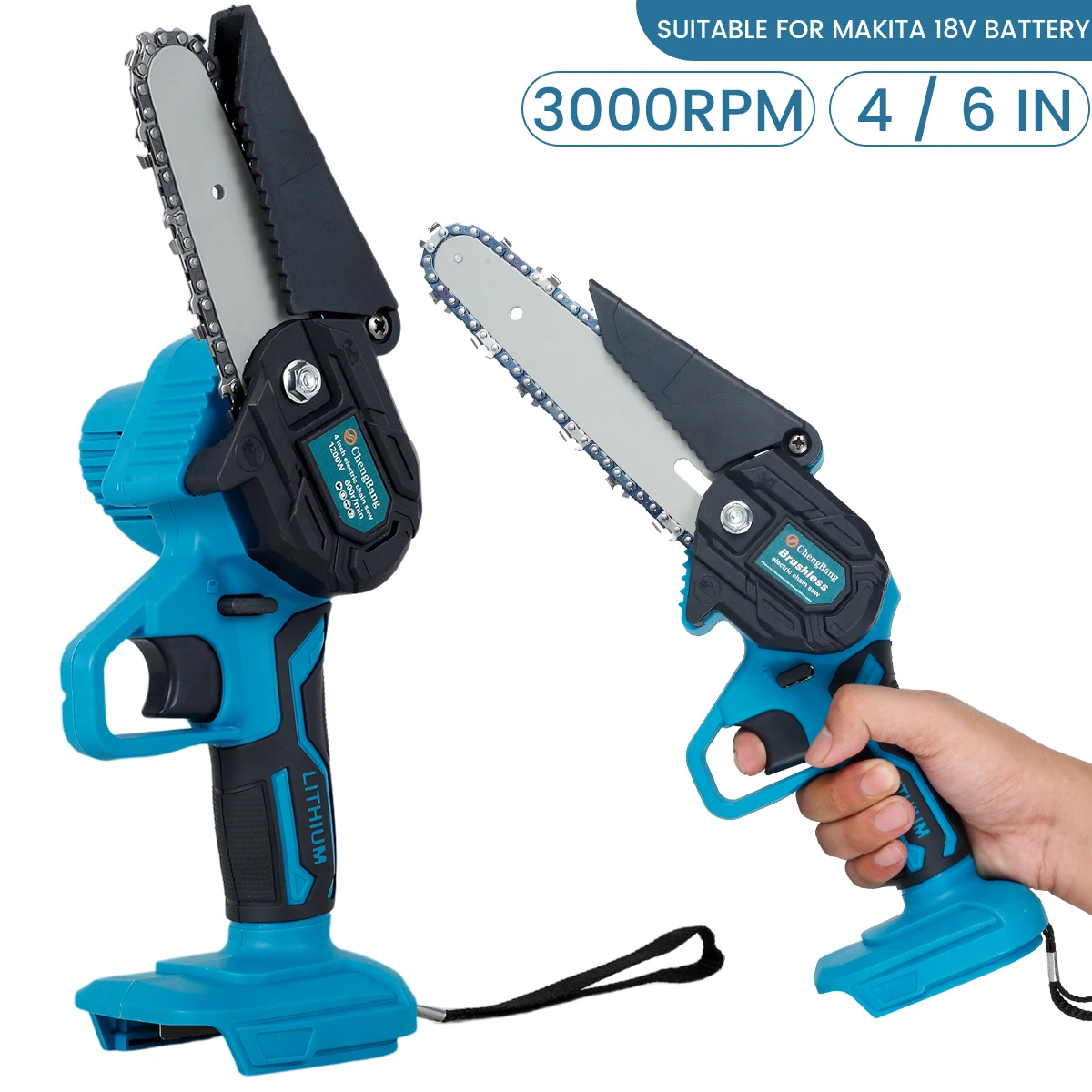 4/6Inch Cordless Chain Saw Mini Handheld Pruning Saw Woodworking Chainsaw Electric Saw Cutting Power Tool For Makita 18V Battery
4/6Inch Cordless Chain Saw Mini Handheld Pruning Saw Woodworking Chainsaw Electric Saw Cutting Power Tool For Makita 18V Battery
