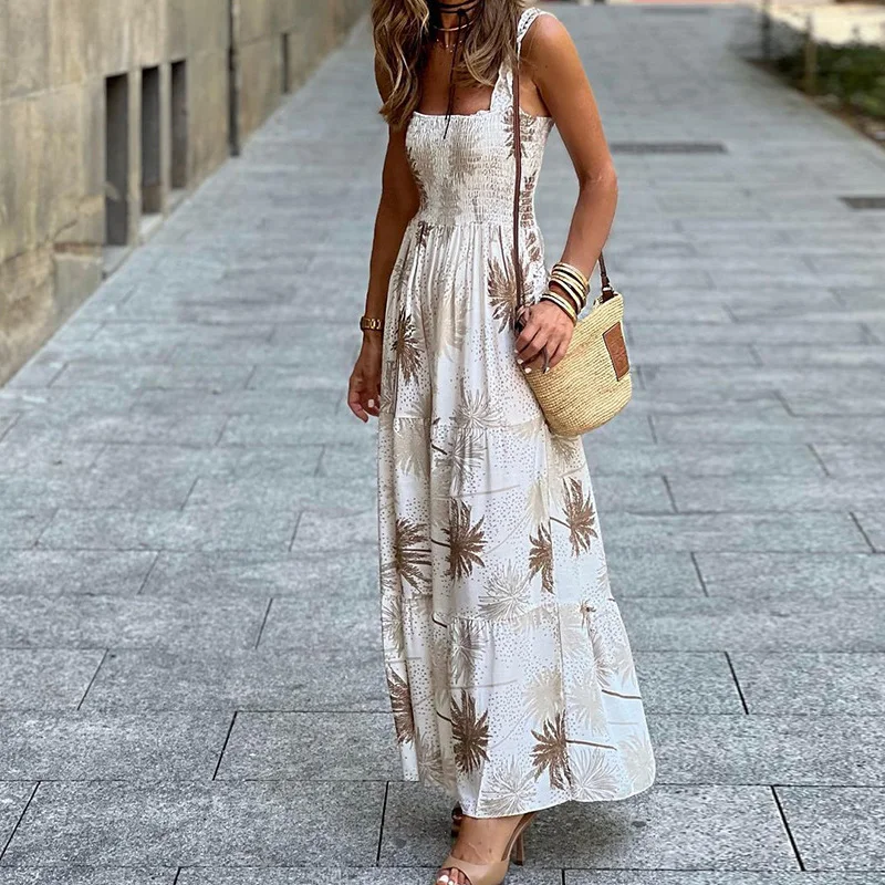Fashion Pattern Print Party Dress Women Elegant Slash Neck Sleeveless Beach Dress Lady Sexy Backless Pleates Beach Long Dresses
Fashion Pattern Print Party Dress Women Elegant Slash Neck Sleeveless Beach Dress Lady Sexy Backless Pleates Beach Long Dresses