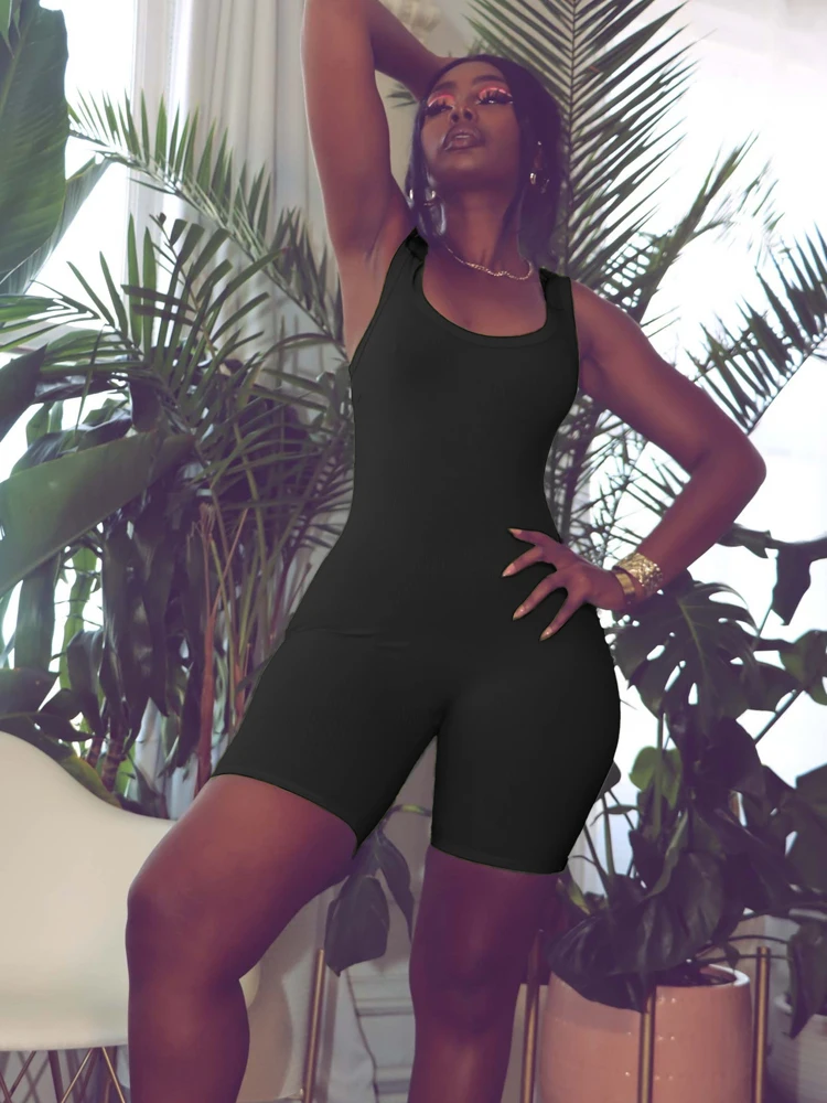 Knitted Jumpsuits For Women Ribbed Bodysuits Summer 2022 U-neck Overalls Casual Sporty Fitness Streetwear Vintage Clothing New 
Knitted Jumpsuits For Women Ribbed Bodysuits Summer 2022 U-neck Overalls Casual Sporty Fitness Streetwear Vintage Clothing New