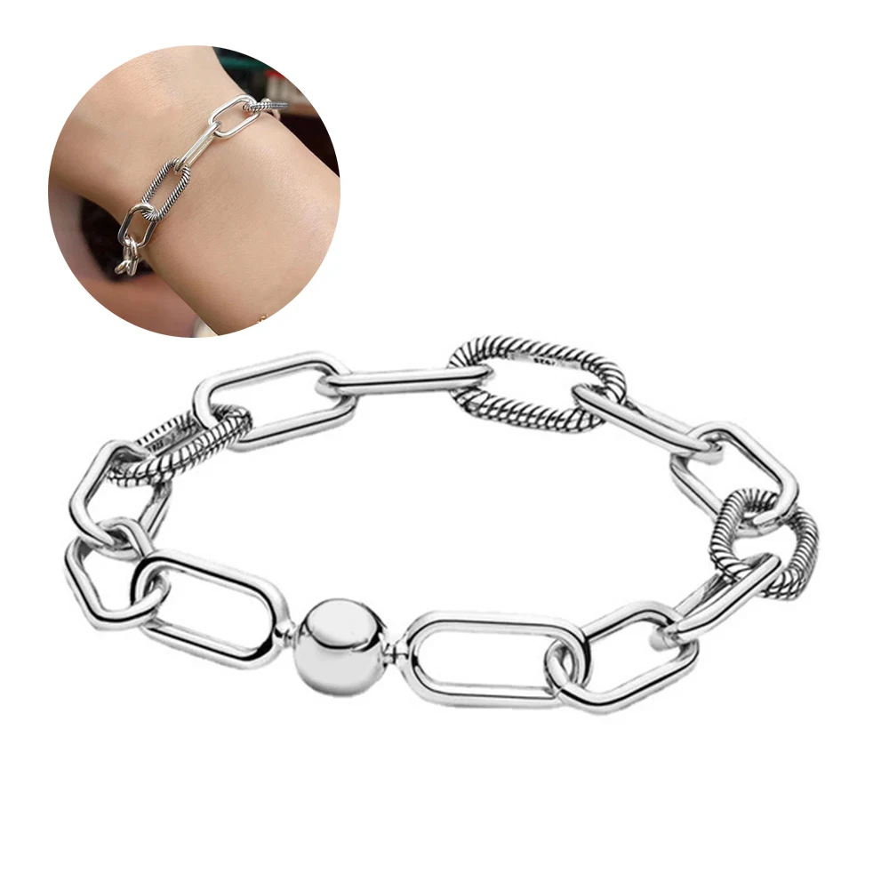 925 Silver Link Chain Bracelet for Women Birthday Banquet Gifts Fit Pandora Me Charms Making Fashion Jewelry
925 Silver Link Chain Bracelet for Women Birthday Banquet Gifts Fit Pandora Me Charms Making Fashion Jewelry