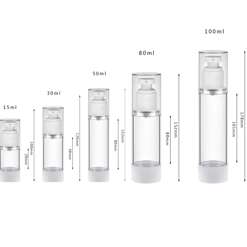 15ml 30ml 50ml 80ml 100ml Empty Emulsion Bottles Vacuum Pump Bottles AS Plastic Lotion Sub-Bottling With PP Cream Airless Bottle
15ml 30ml 50ml 80ml 100ml Empty Emulsion Bottles Vacuum Pump Bottles AS Plastic Lotion Sub-Bottling With PP Cream Airless Bottle
