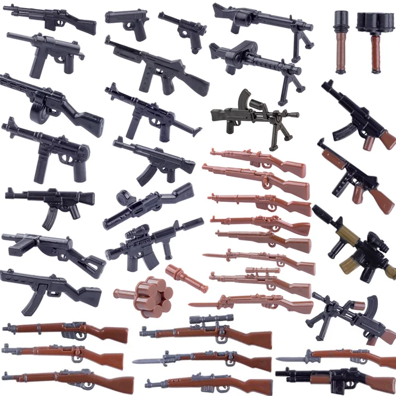 

WW2 Weapons MOC SWAT Police Figures Building Blocks Army Gun 98K Sniper Military Accessories Mini Bricks Toys For Children