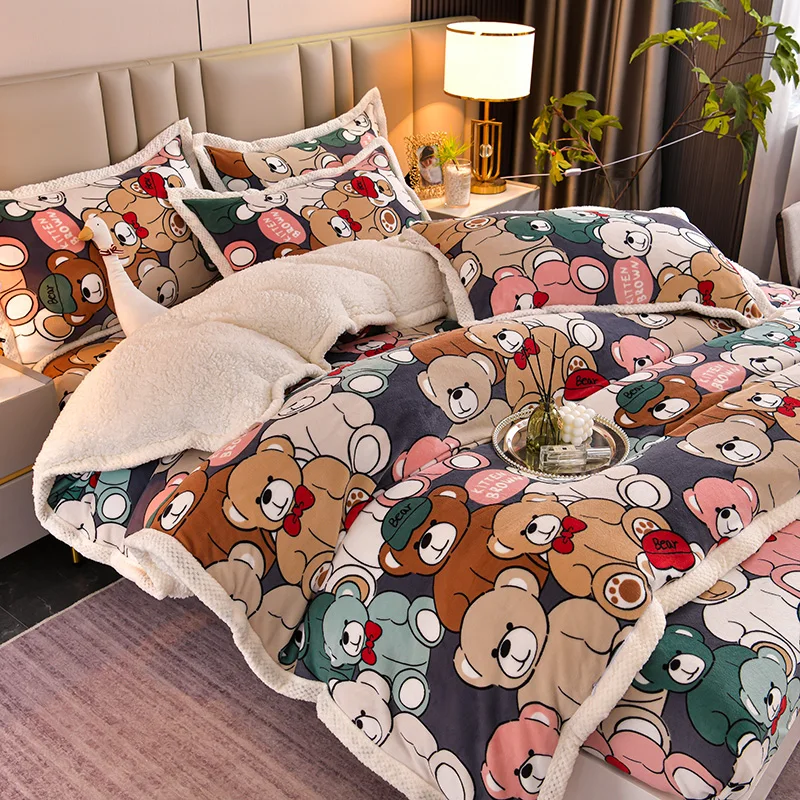 Winter Milk Velvet Cartoon Bear Duvet Cover 1pcs Lamb Soft Warm Coral Fleece Keep Warm Bed Quilt Covers 220x240 Wash bedding
Winter Milk Velvet Cartoon Bear Duvet Cover 1pcs Lamb Soft Warm Coral Fleece Keep Warm Bed Quilt Covers 220x240 Wash bedding