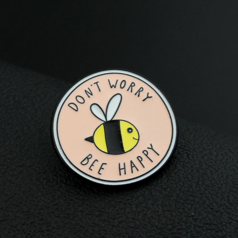 New Pink Round Insect Bee Brooches DON'T WORRY BEE HAPPY Enamel Pins for Kids Lapel Pin Shirt Bag Badge Broche Gift
New Pink Round Insect Bee Brooches DON'T WORRY BEE HAPPY Enamel Pins for Kids Lapel Pin Shirt Bag Badge Broche Gift